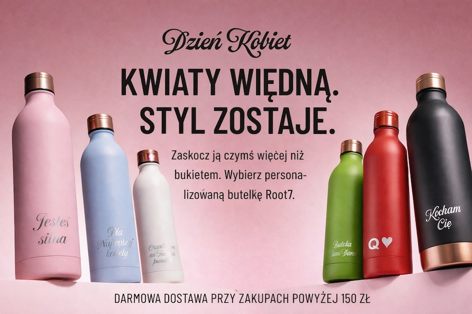 Stylowe butelki Root7 jako prezent na Dzień Kobiet
